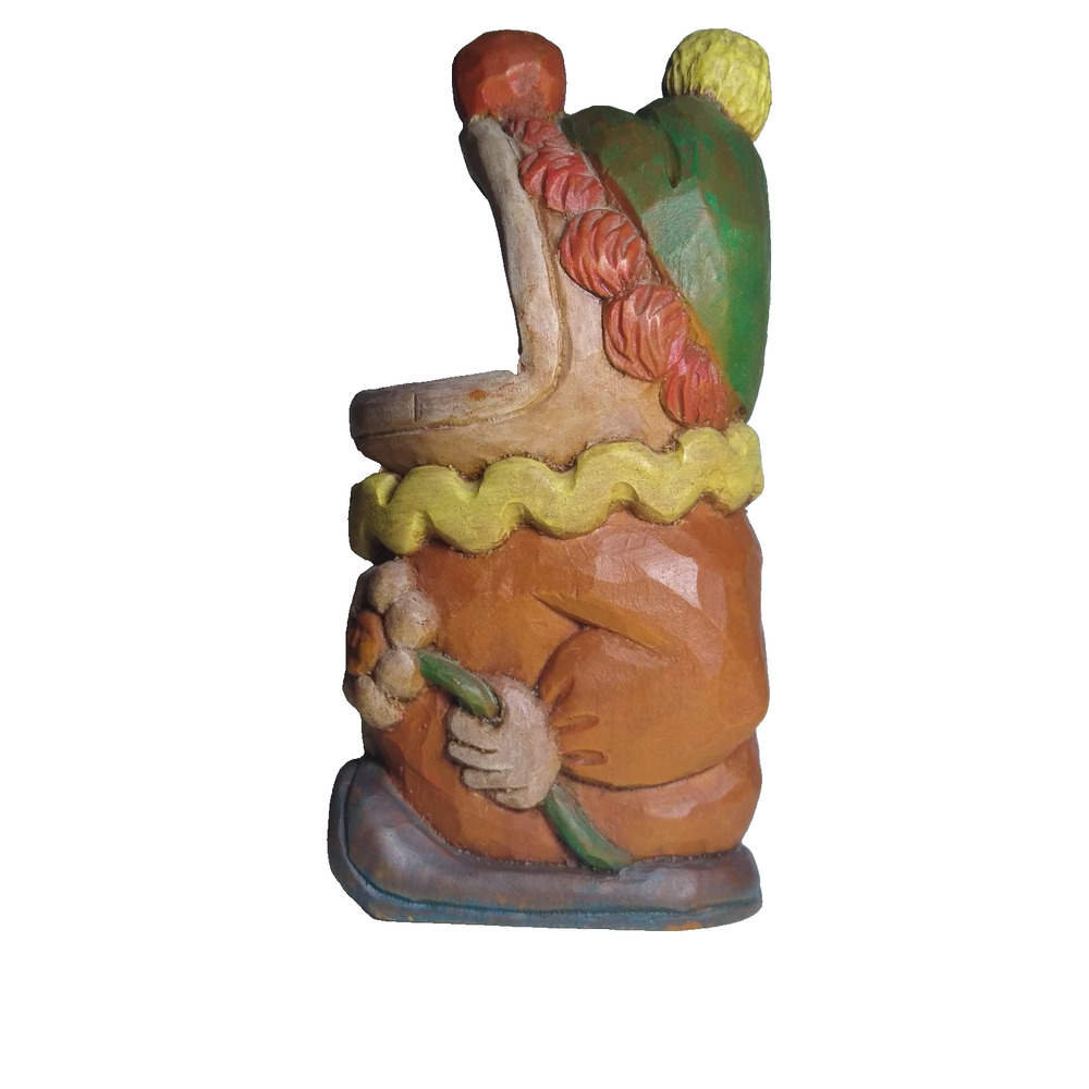 Phil Harr Hand-Carved Wood Sculpture Folk Art Clown Figurine Signed Osage Beach